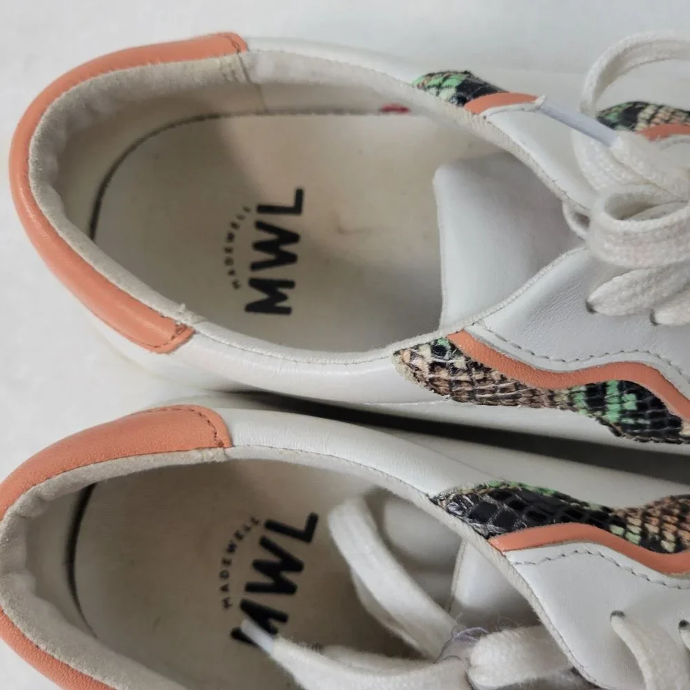 Madewell Sidewalk Low-Top Sneakers Snake Embossed Leather: Wave Edition 8 - Picture 10 of 13